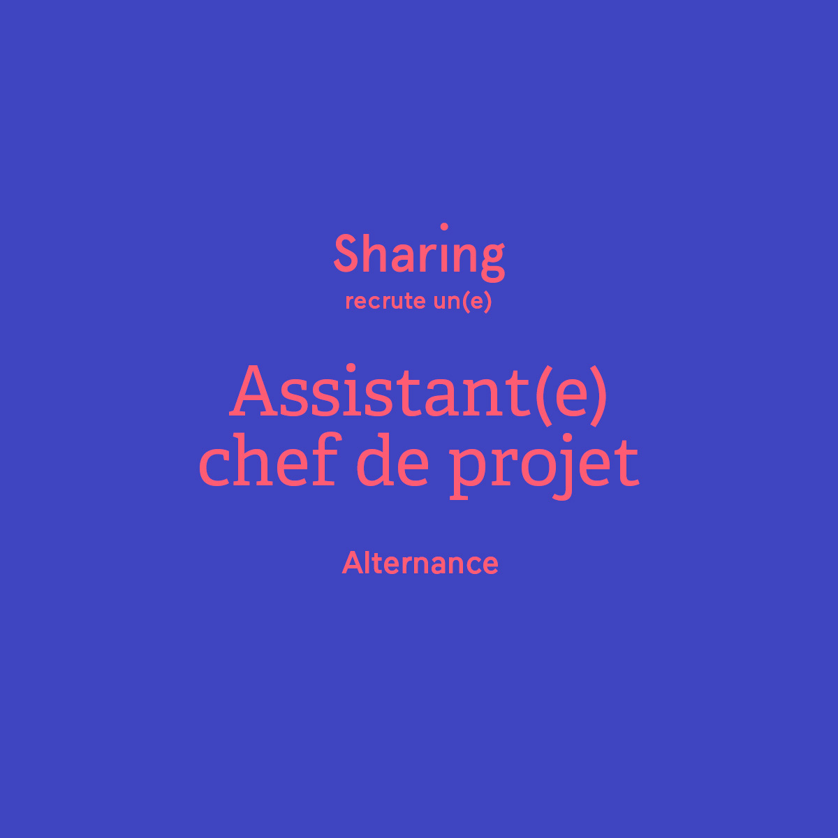 Sharing recrute un(e) Assistant(e) Chef de Projet (Alternance)